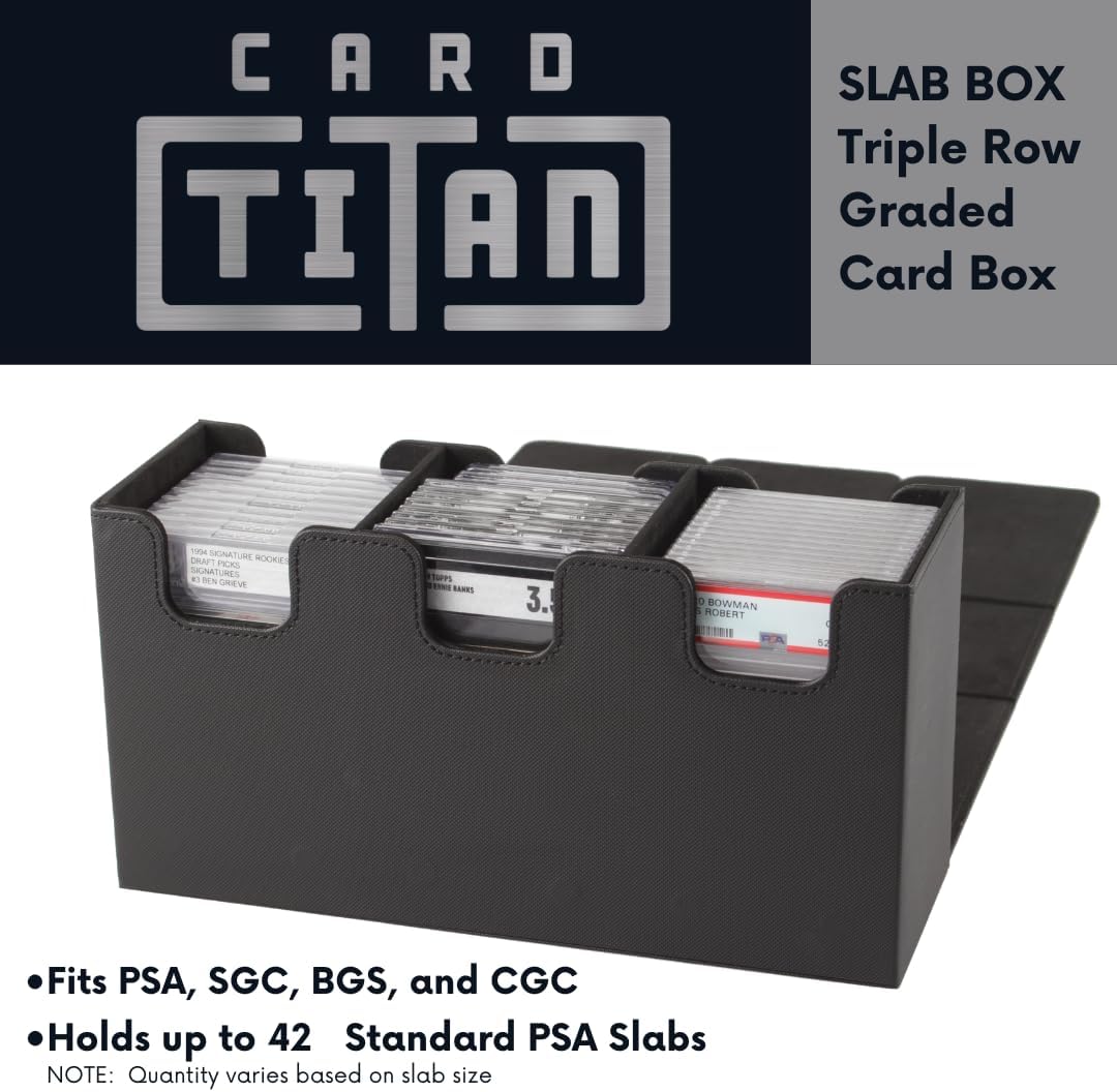 Card Titan Slab Box Triple Row - Trading Card Storage Box for Graded Sports and TCG Cards - Case Fits PSA, BGS, SGC and CSG Slabs