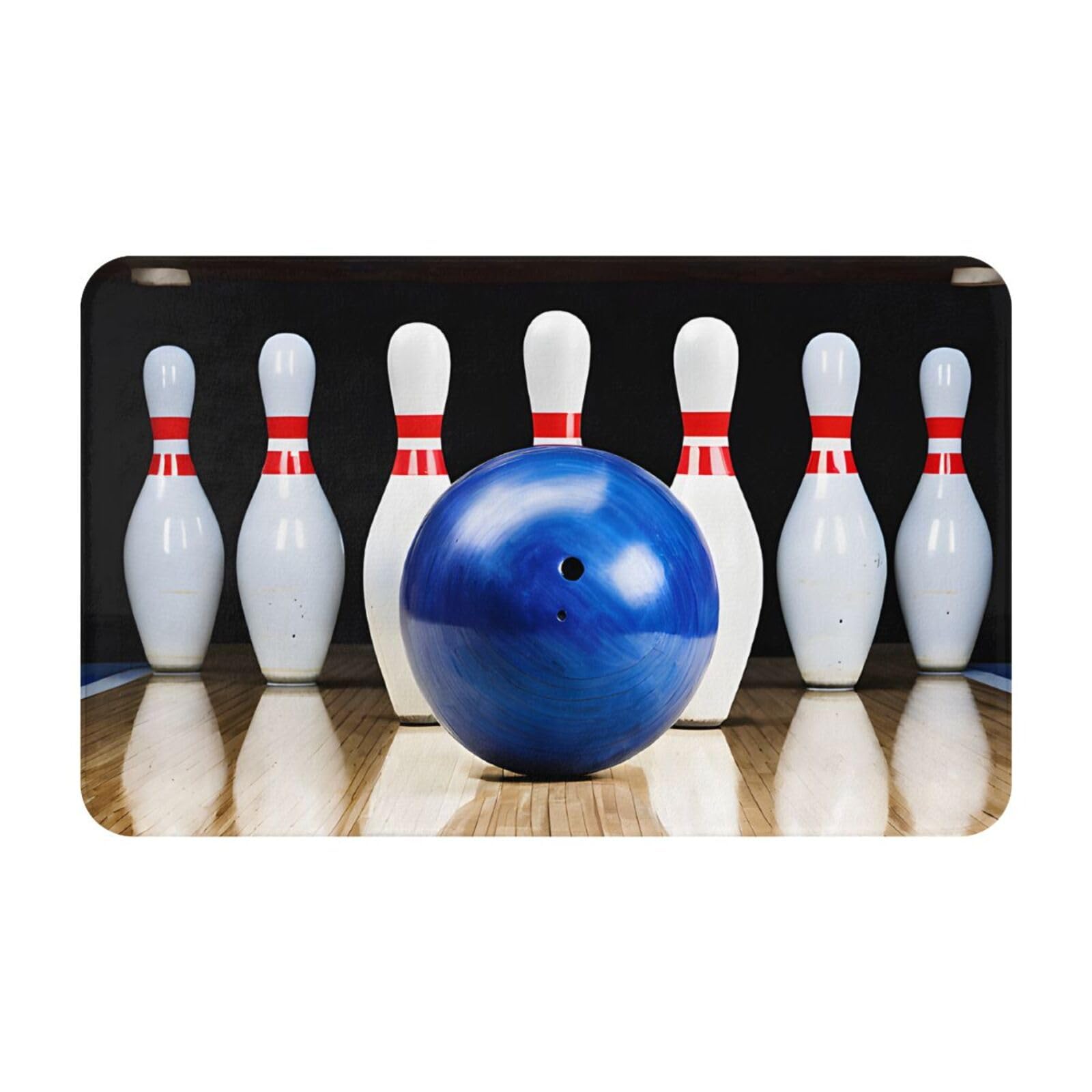 Bowling Print Living Room Bathroom Kitchen Anti Slip and Absorbent Carpet, Indoor Entrance Door Muddy Floor Mat, Ultra Soft Washable Carpet 21x31.5 Inches