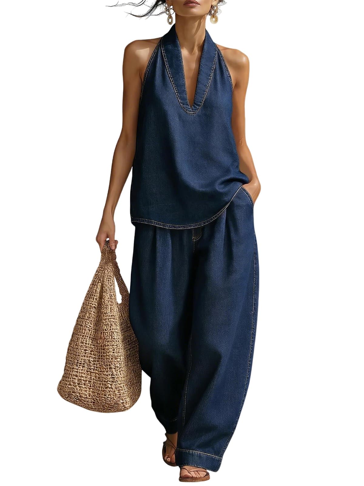 Photo 1 of Bufushaoh Women's 2 Piece Denim Set - Navy, Small