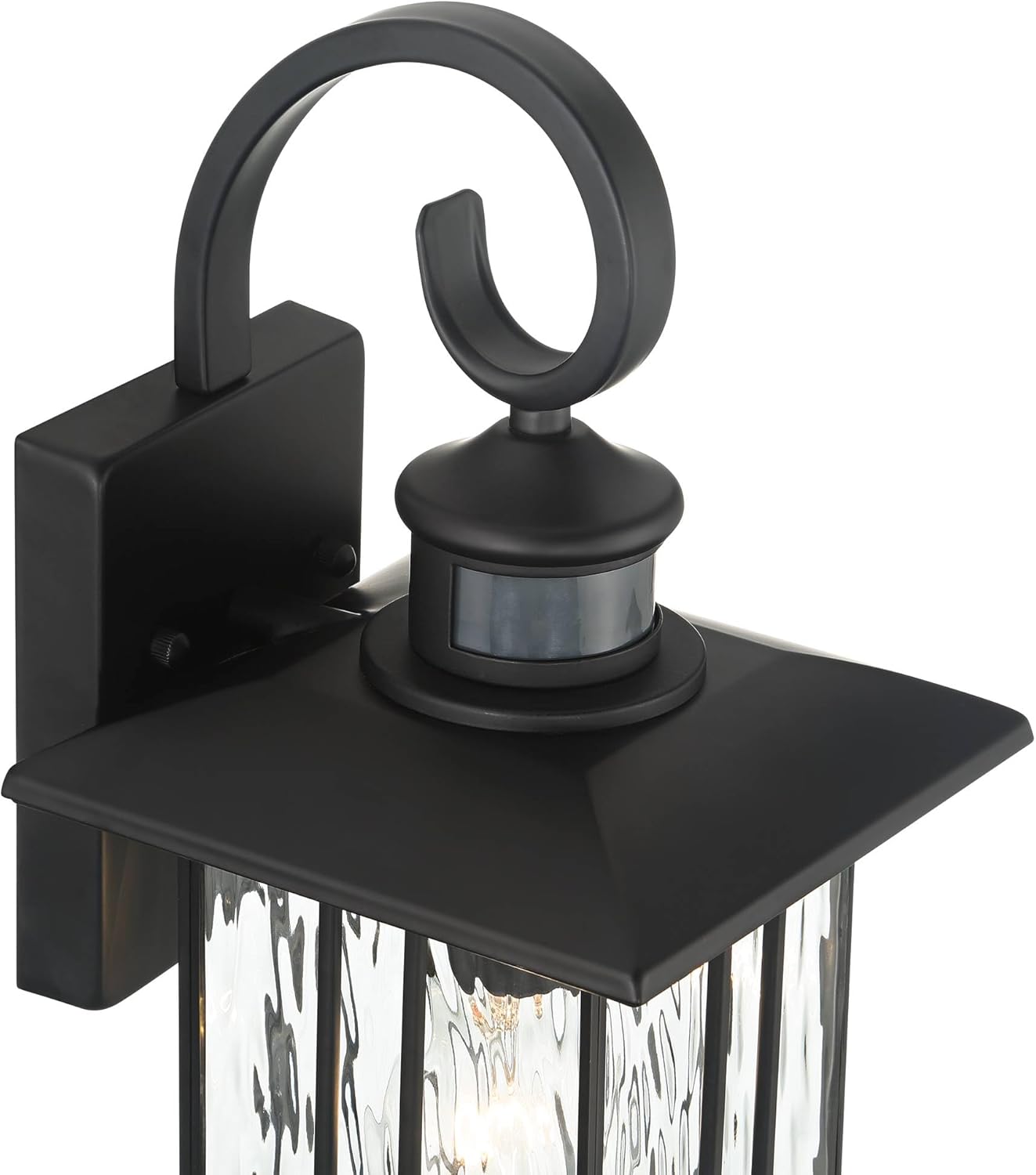 John Timberland Deaver 15 1/2" High Farmhouse Rustic Outdoor Wall Light Fixture Mount Porch House Exterior Outside Lantern Motion Sensor Dusk to Dawn Dimmable Matte Black Metal Clear Glass Shade
