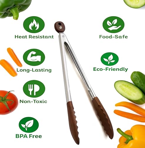Miniatura 3 de Pinzas de cocina de madera de nogal  Pinzas de madera antiadherentes seguras para ensalada y parrilla de 12 pulgadas para cocinar, servir, asar y