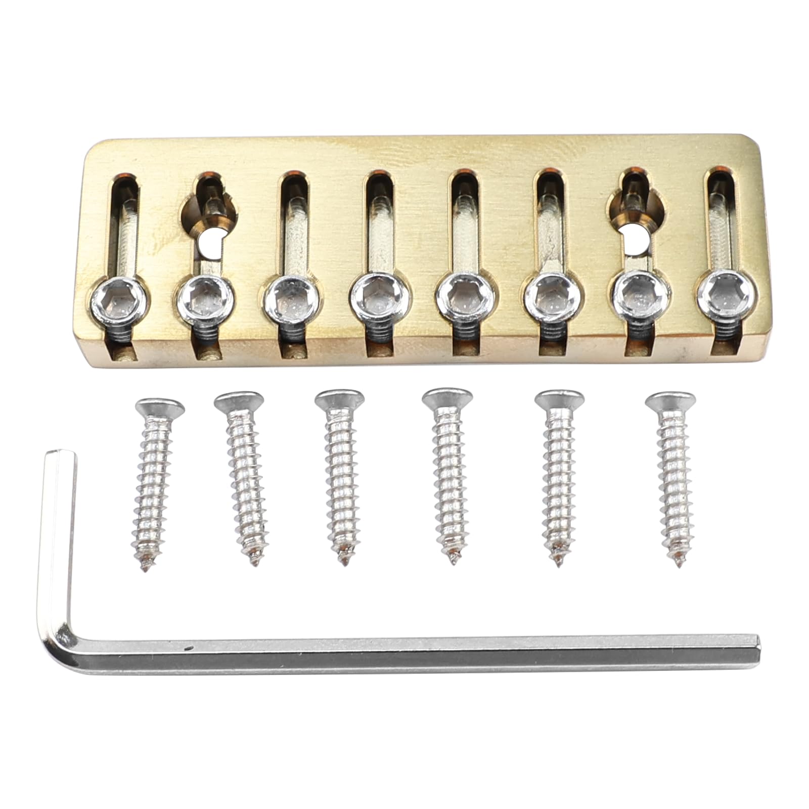 Dado di bloccaggio a 8 corde in lega di titanio per ponte chitarra senza testa in metallo per chitarra elettrica a 8 corde (vuoto oro 49 mm x 18 mm)