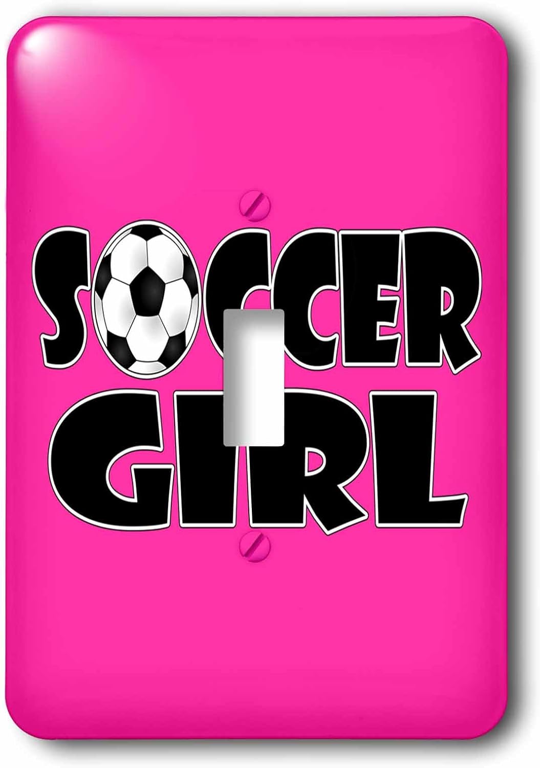 3dRose lsp_181849_1 Soccer Girl Black and Hot Pink Light Switch Cover