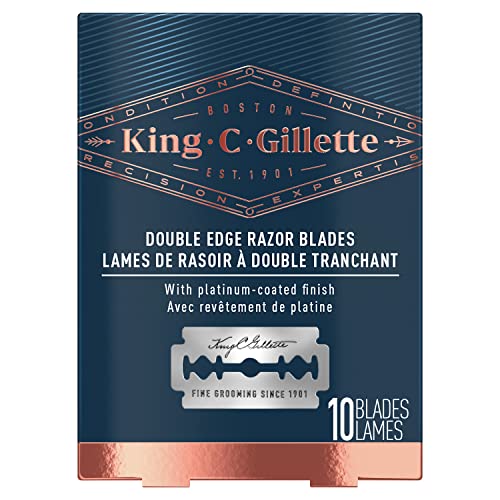 King C. Gillette Double Edge Safety Razor Blades 10 Count, Stainless Steel Platinum Coated Blades #TOP1