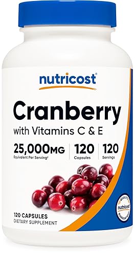 Nutricost Cranberry Extract (25,000mg) (120 Capsules) with Vitamin C &