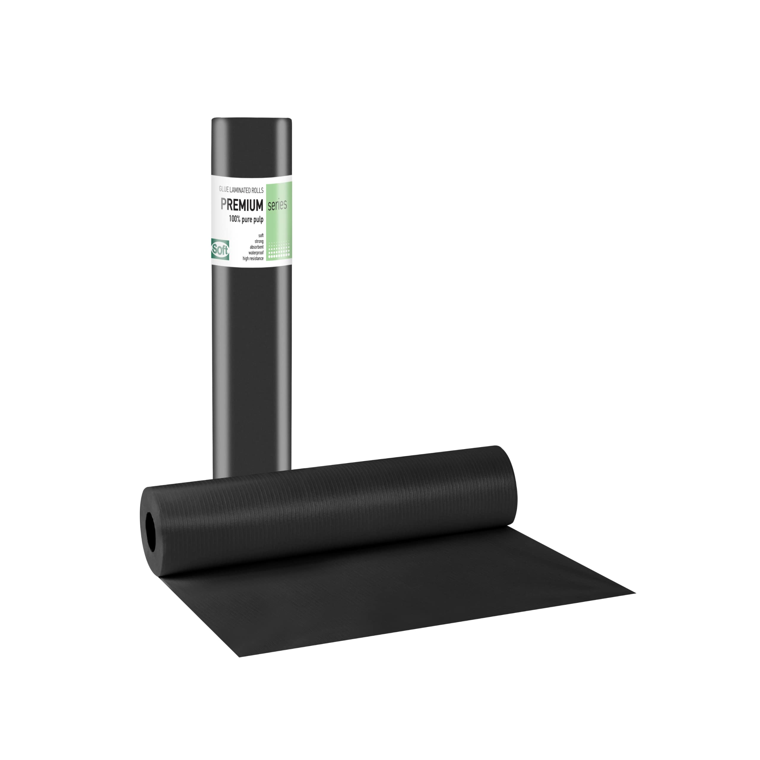 DSTOCK60-6 Rouleaux draps d'examen plastifiés noirs - 50x38 cm - 132 Formats - 2 Plis - Draps d'examen premium résistants, imperméables, absorbants - Domaine médical, beauté, santé et tatouage