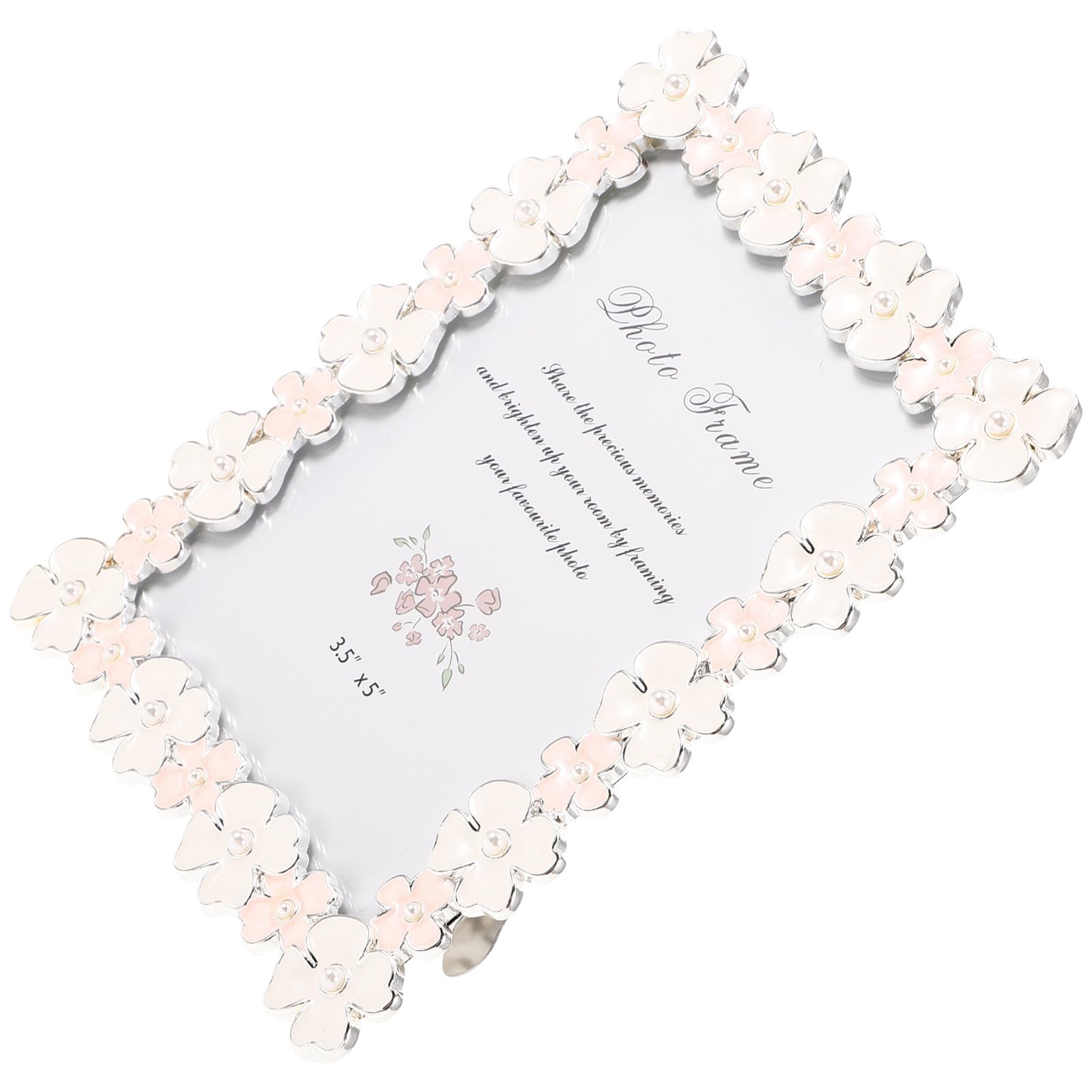 Operitacx 1pieza Marco de Fotos Metálico Decoración de Perlas y Flores Soporte para Fotos Elegante para Hogar Dormitorio y Sala de Estudio