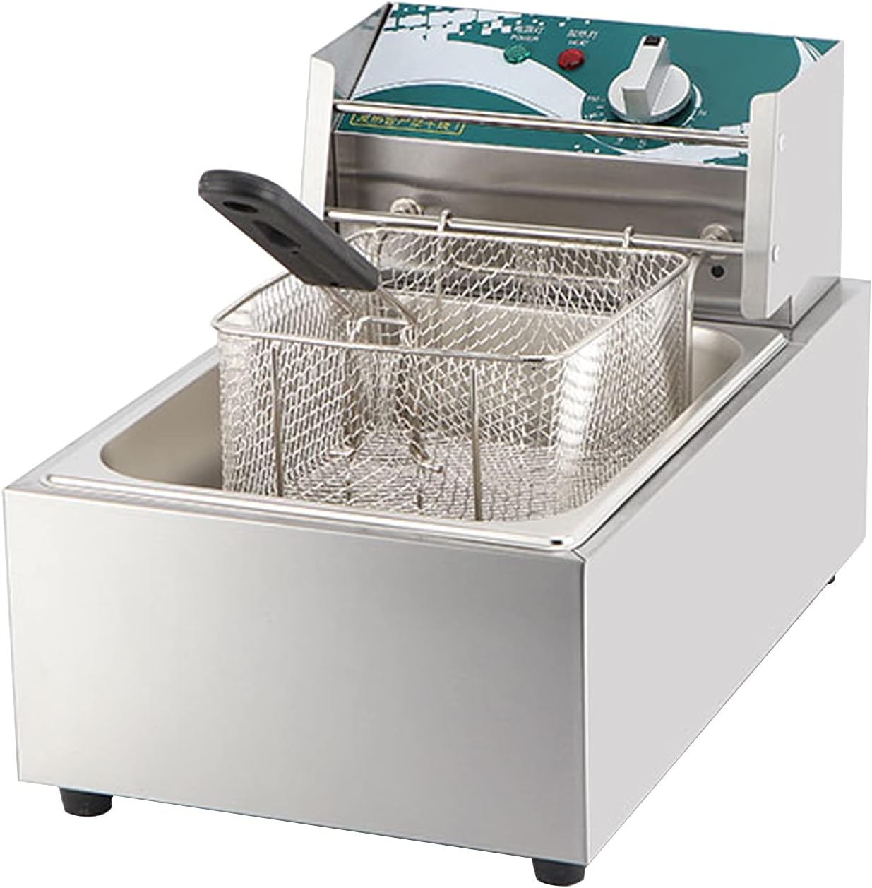 Deep Fryer 2500W Professional Electric, High Capacity Tank Stainless Steel Fryer with Basket Scoop for Commercial Restaurant Countertop Family Food Cooking