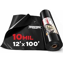 10 Mil Black Plastic Sheeting 12 x 100 - Heavy Duty, Waterproof, UV Resistant Polyethylene Sheeting Roll for Greenhouse, Vapor Barrier, Construction, Garden & Ground Cover, Black