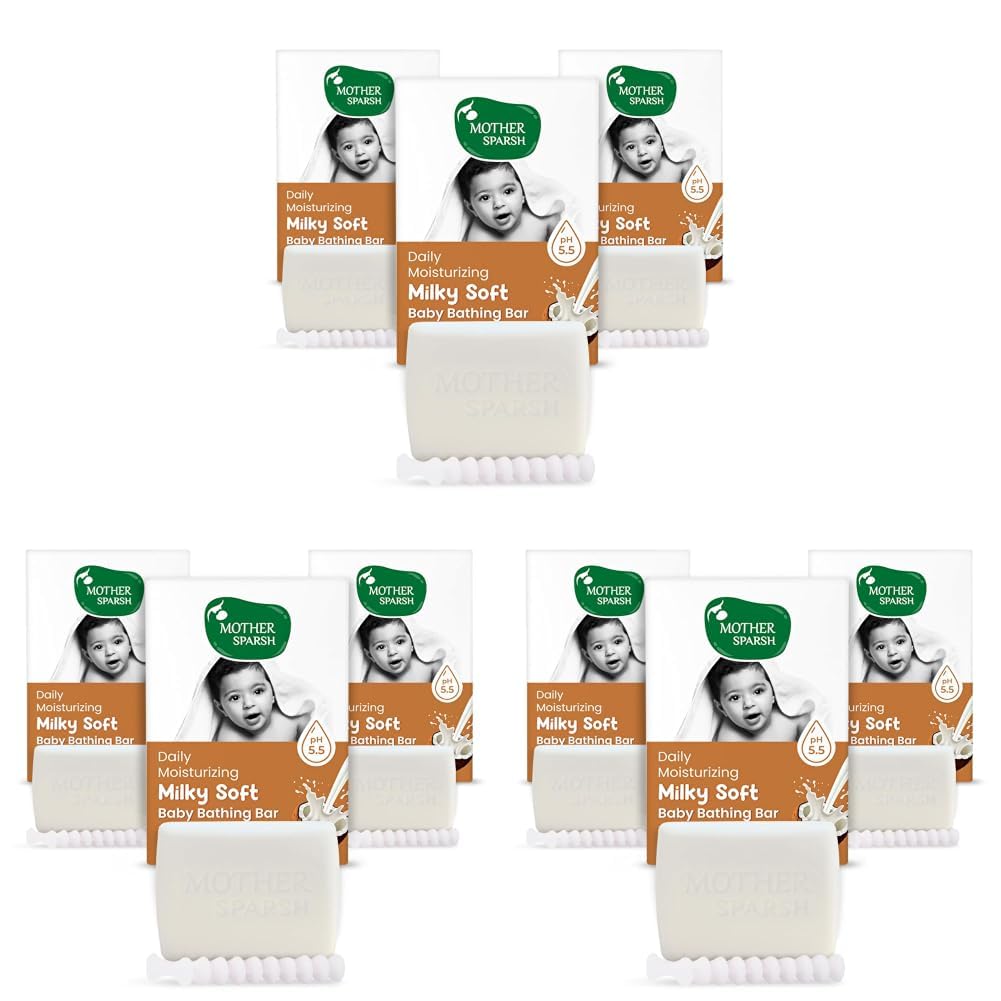 Mother Sparsh Moisturizing Milky Baby Bathing Soap Bar - 75g X 3 | pH 5.5 with Milk, Coconut Oil and Vitamin E, Prevents Dryness & Rashes (Pack of 3)-image-28