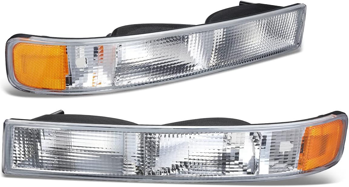 DNA MOTORING BL-CEGS03-CH-AM Pair of OE Style Front Bumper Parking/Turn Signal Lights Compatible with 03-14 Express Savana 1500/03-23 Express Savana 2500 3500, Chrome/Amber