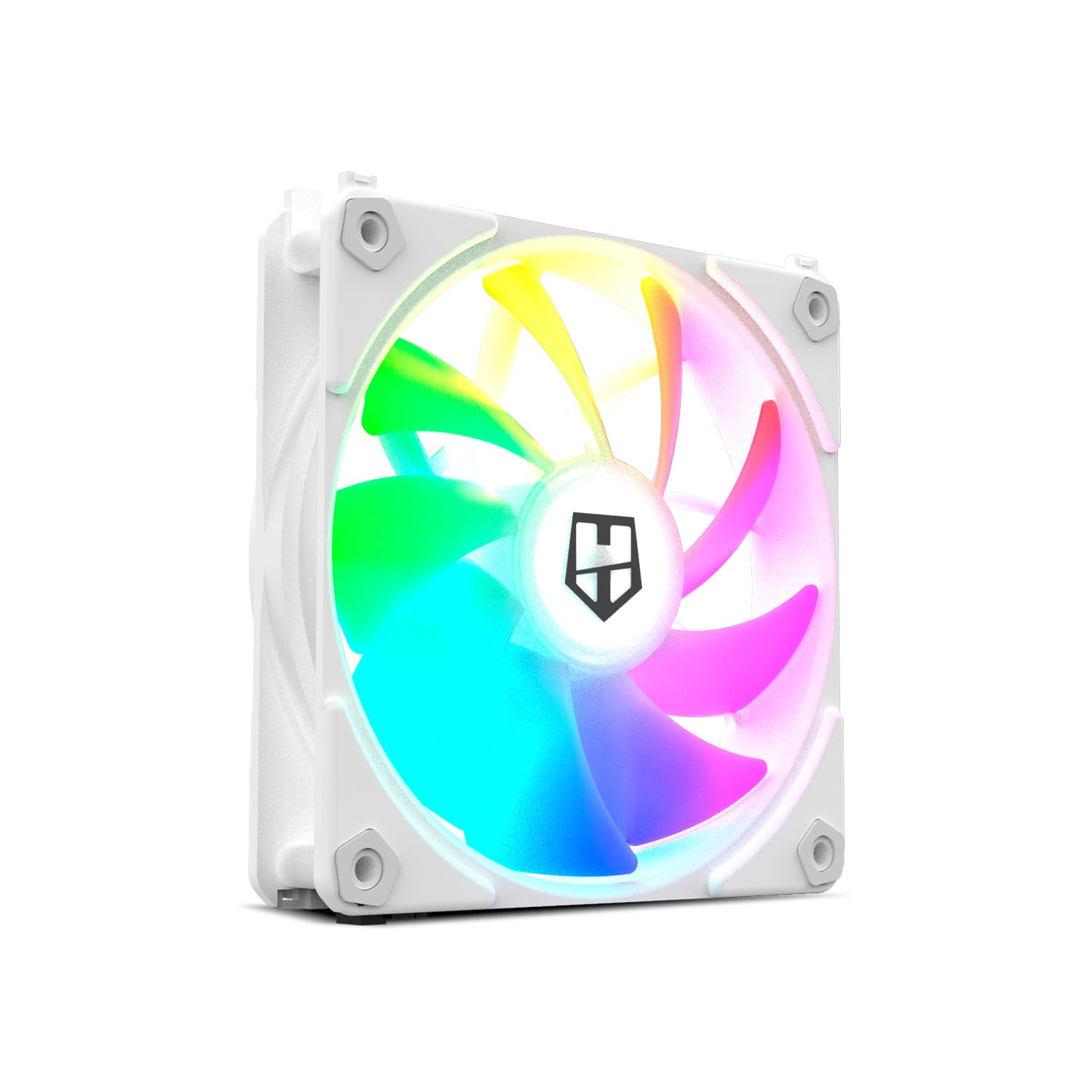 NOX XTREME PRODUCTS Hummer Easy Link White - 120 mm Fan, LED ARGB, Ultra-Quiet PMW, 9 Fan Blades, No Cable, 4 Rubber Vibration Pads, Speed up to 1500 RPM, Colour: White
