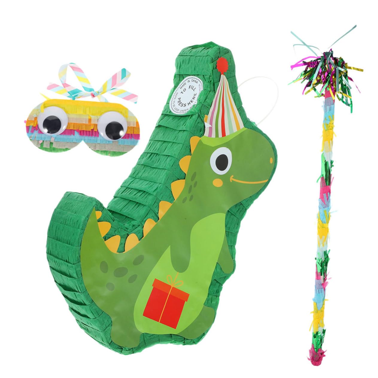Abaodam 1Set Dinosaur Pinata Birthday Party Favor with Decorative Tassels Blindfold Bat for Dinosaur Themed Celebrations and Events