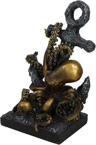 Miniatura 4 de Ebros - Estatua de ancla gigante de pulpo de mar profundo Kraken Hauling, como náutico mítico Kraken Cthulhu, figura decorativa de pisapapeles para