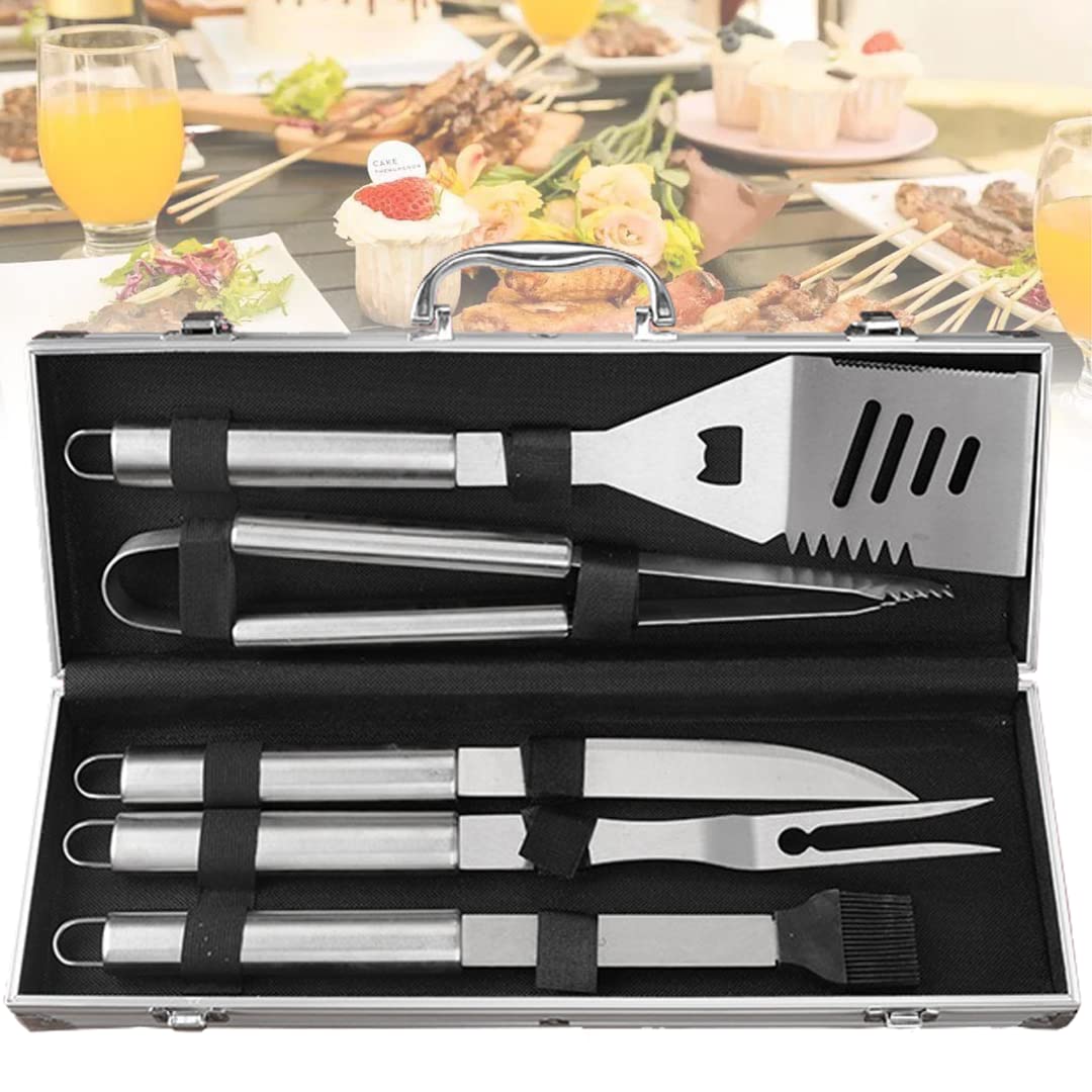 Outils de Barbecue pour Voyager : Set Inox 6 Pièces Idéal pour le Camping et les Pique-Niques