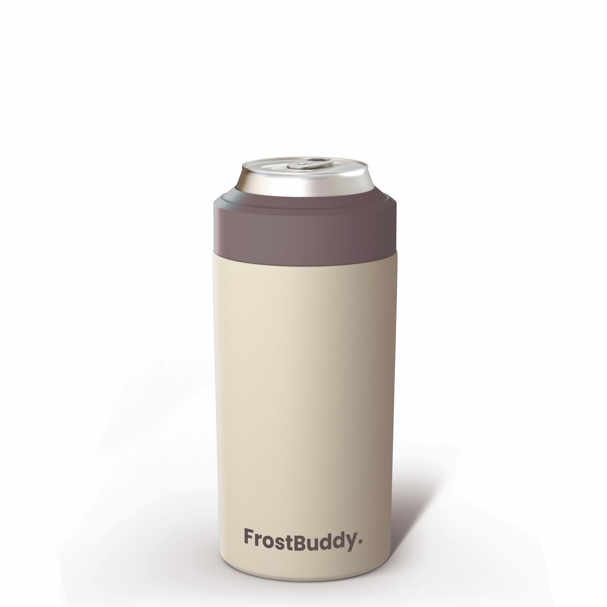Frost Buddy Universal Can Cooler - Fits all - Stainless Steel Can Cooler for 12 oz & 16 oz Regular or Slim Cans & Bottles - Stainless Steel (Chocolate Balls)