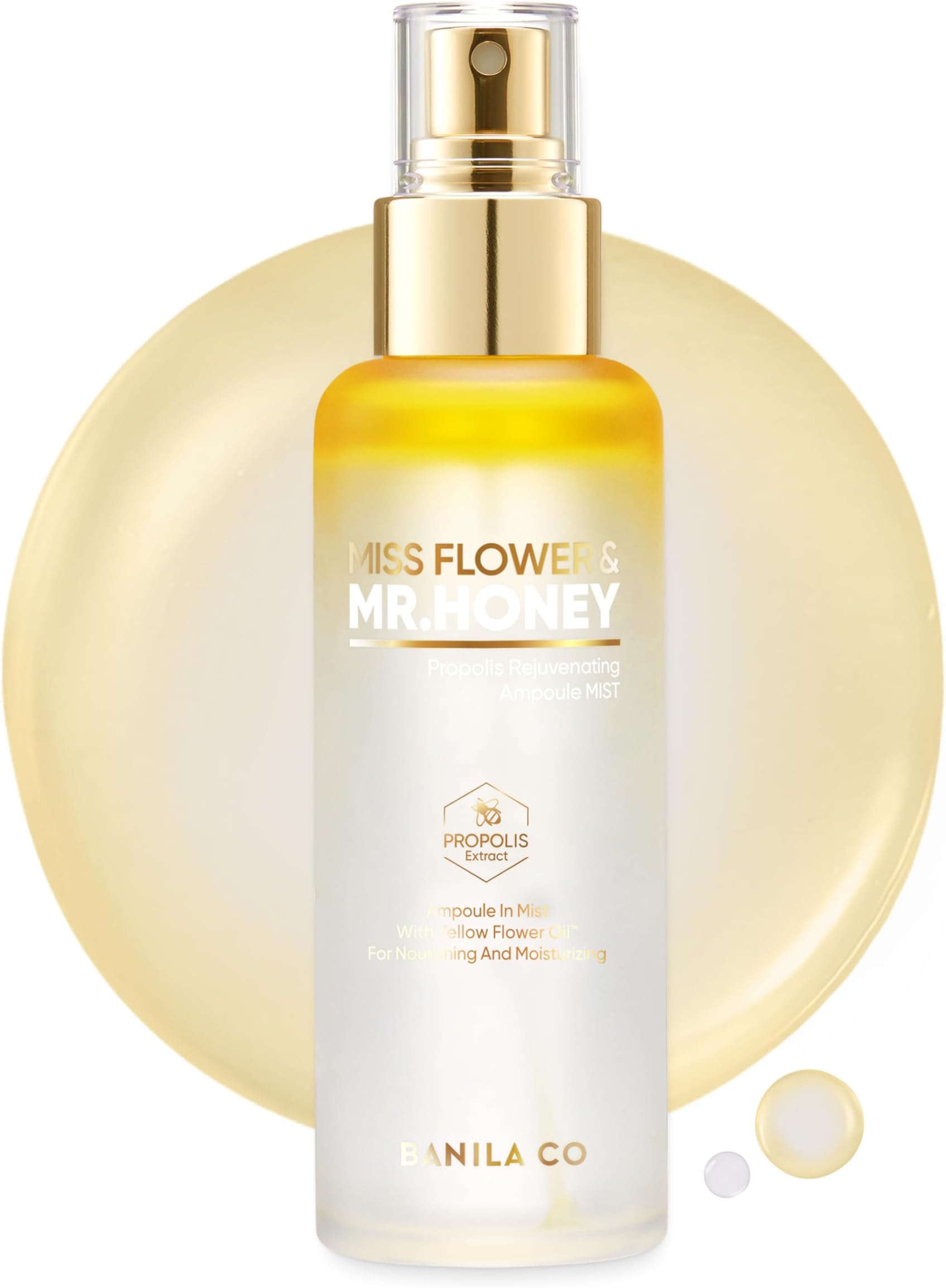 - BANILA CO Miss Flower & Mr Honey Propolis Ampoule Mist | Nourishing Skin Double Layer & Moisturizing Makeup Fixer Setting Spray | Hydration Boost, Radiant Glow Serum (99ml / 3.34 fl oz)
