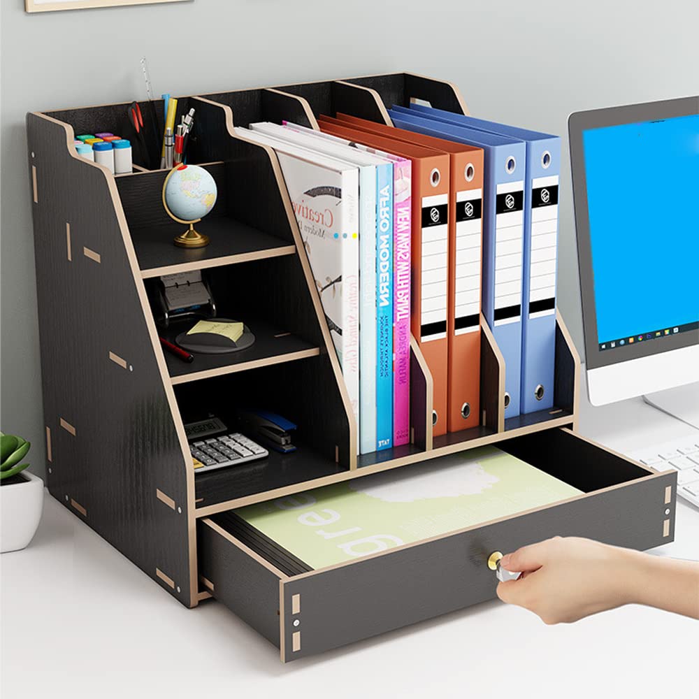 Scatola portaoggetti da ufficio, multifunzione, in legno massello, portapenne, per forniture per ufficio e cancelleria organizzazione, bianco (186)