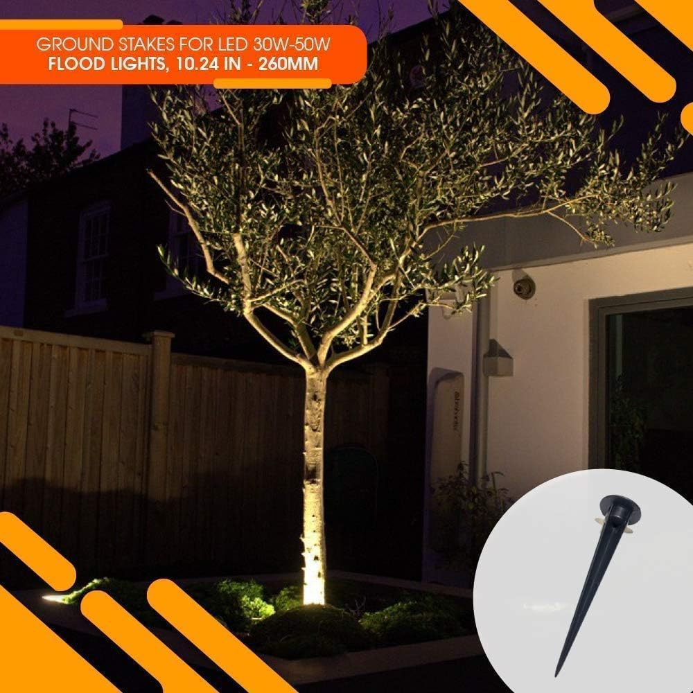 2pcs Metal Ground Stake for 30W - 50W LED Flood Light Holder 10.5 in - 26.67cm