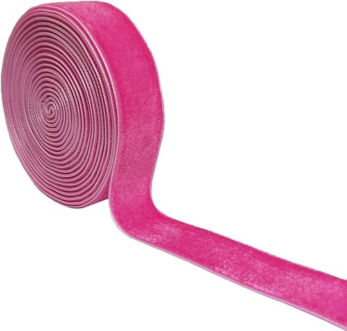 Qingxii Decorr Caja de regalo para boda, Navidad, Día de San Valentín, decoración de manualidades, cinta de terciopelo (rosa intenso, 1 x 2 yardas)