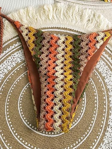 Image of ZAFUL 2 Piece Triangle Bikini for Women Knitted Rope Halter Bikini Sets Sexy Bathing Suit Side Tie Swimsuits Beachwear