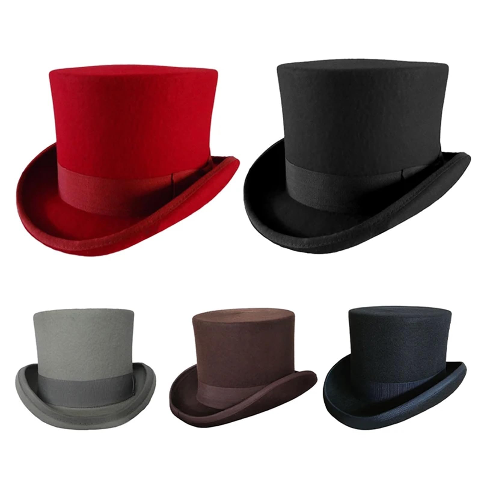 Sombrero de Copa Sombreros clásicos de fieltro lana gorra ecuestre sombrero mágico caballeros copa hombres mujeres vintage negro rojo para Una Gala