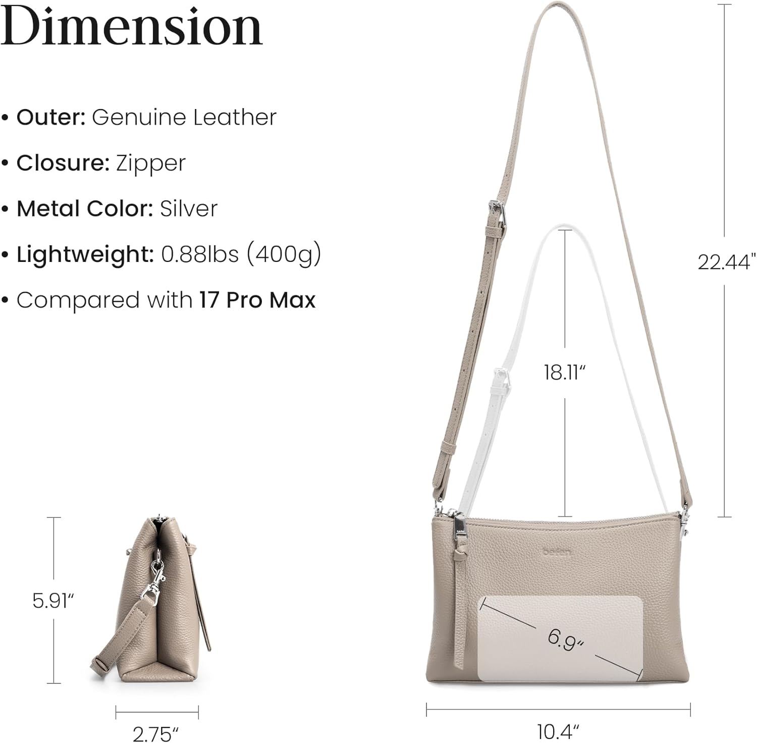 befen Genuine Leather Crossbody Bags for Women, Small RFID Leather Cross Body Purses Shoulder Handbags - Image 5