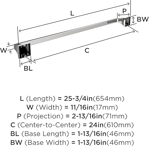 Miniatura 6 de Amerock BH3602426  Toallero cromado  Toallero de 24 pulgadas (24.016 in)  Mulholland  Soporte para toallas de baño  Herrajes de baño  Accesorios de