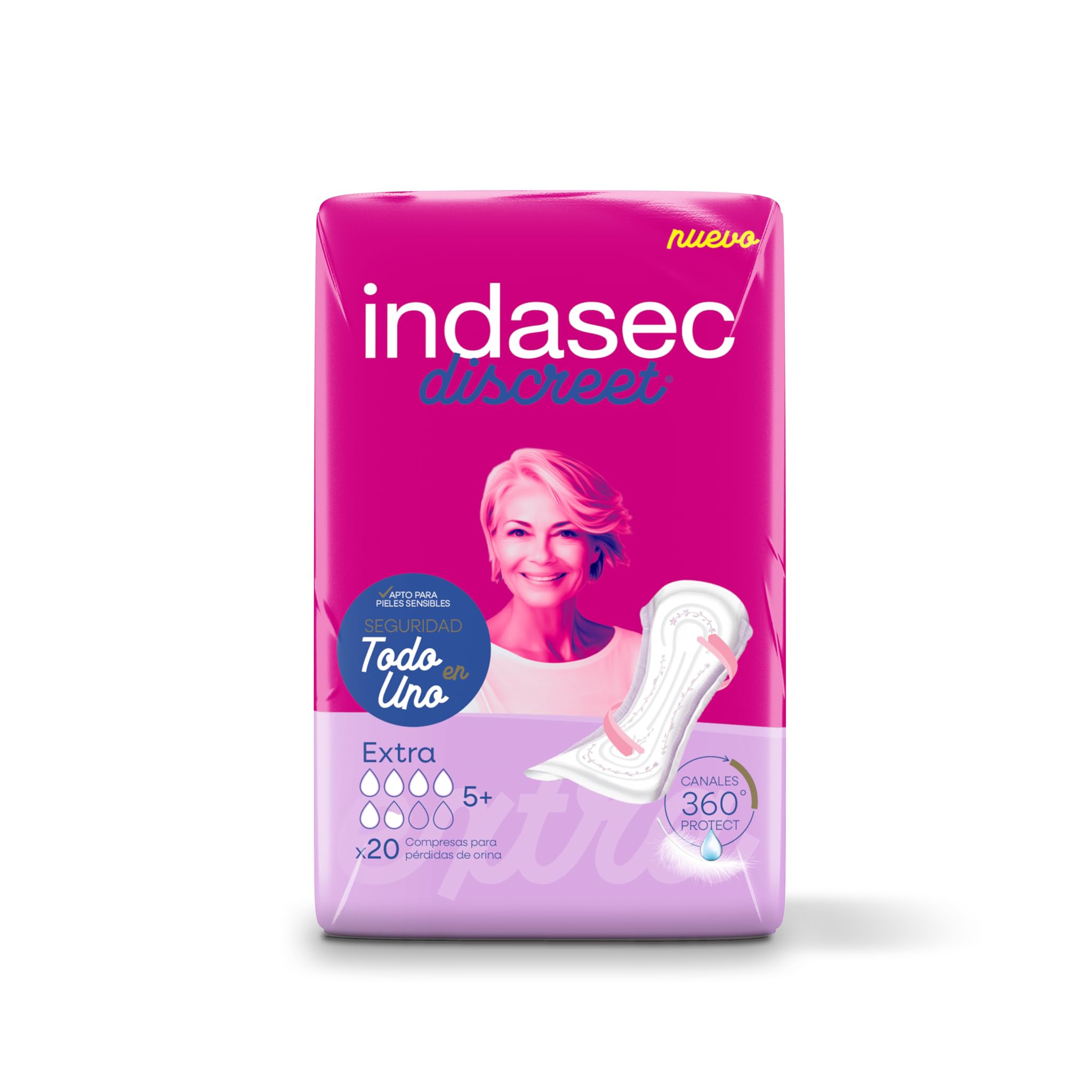 Indasec, Discreet Extra, confezione da 6 sacchetti, confezione da 120