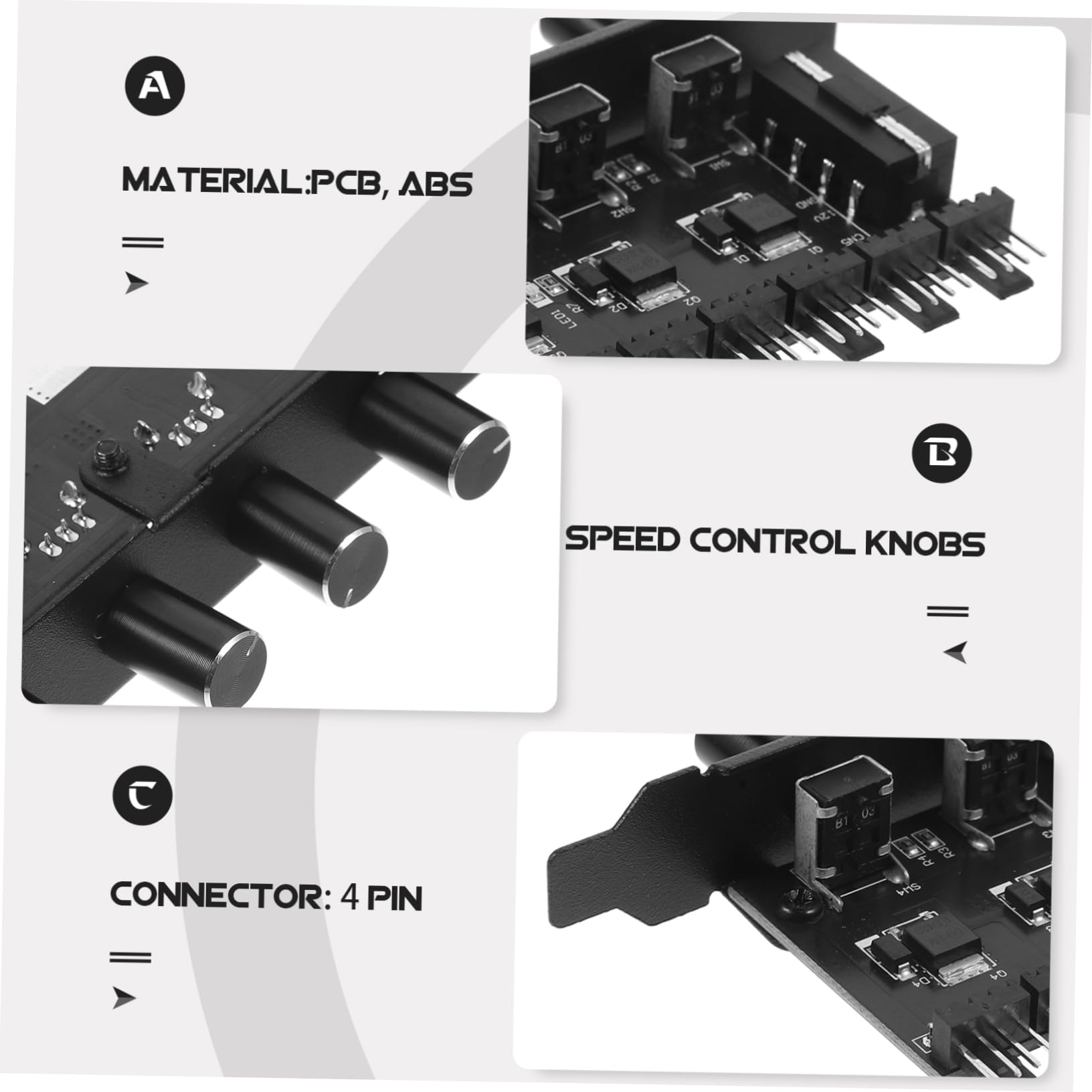 Mobestech 5stücke Desktop Computer Fan Hub Pin Lüftersteuerung Mit Stufenloser Geschwindigkeitsanpassung Für Pc-gehäuse Leiser Betrieb Verbesserte Kühlleistung Und Präzise