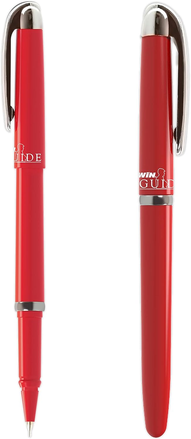 WIN Guide Ball Pens | 20 Red Pens | Stylish Metallic Clip | 0.6 mm Tip | Red Pens for Teachers | Smooth Writing Experience | Refillable Pen | Ideal for School,Office & Buiness Use | Perfect for Kids