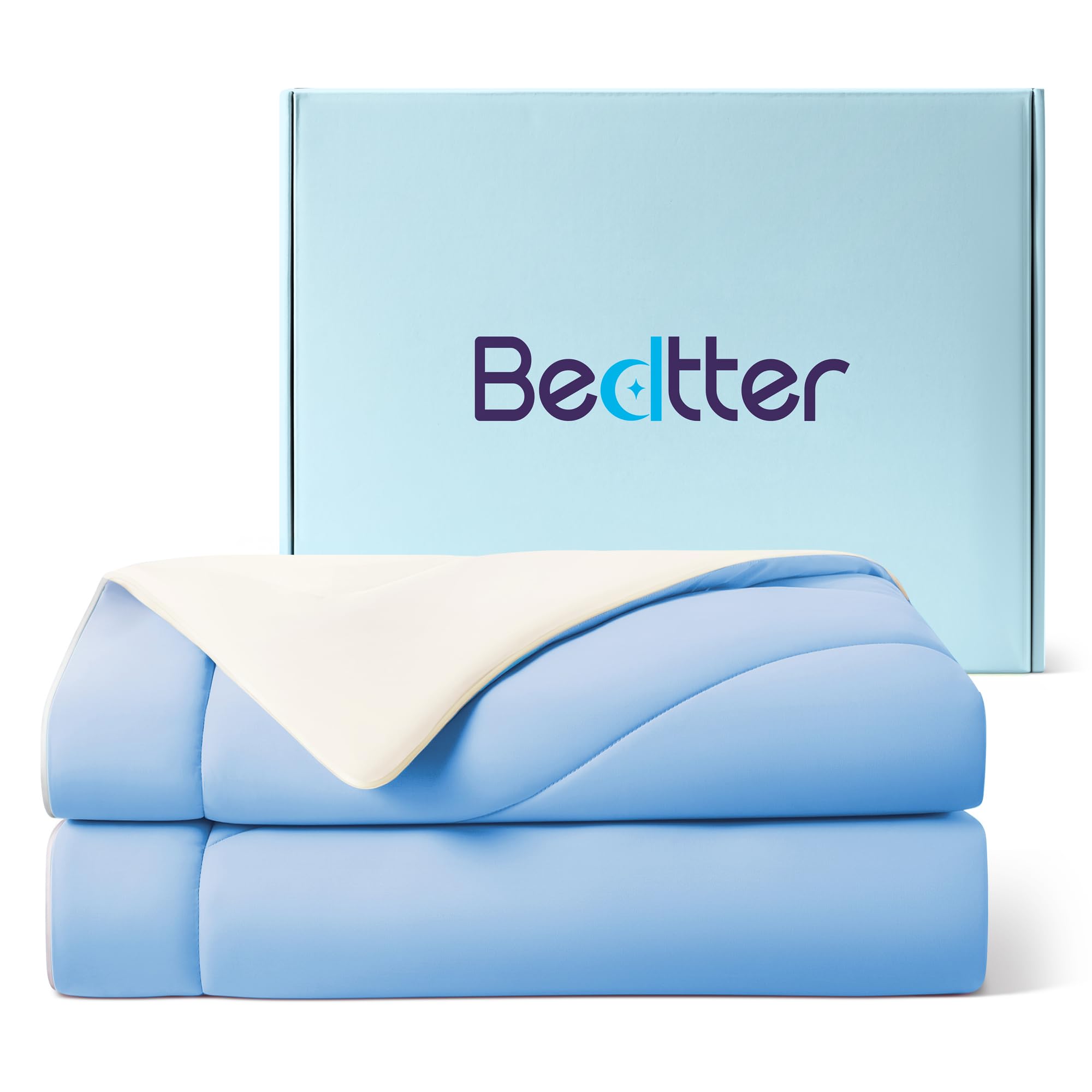 Photo 1 of Bedtter Cooling Comforter Queen Size, Cooling Blankets for Hot Sleepers & Night Sweats, Dual-Sided Cool Tech, Lightweight Breathable & Soft Summer Comforter, Cold Bed Blanket, 90x90 Inches, Blue