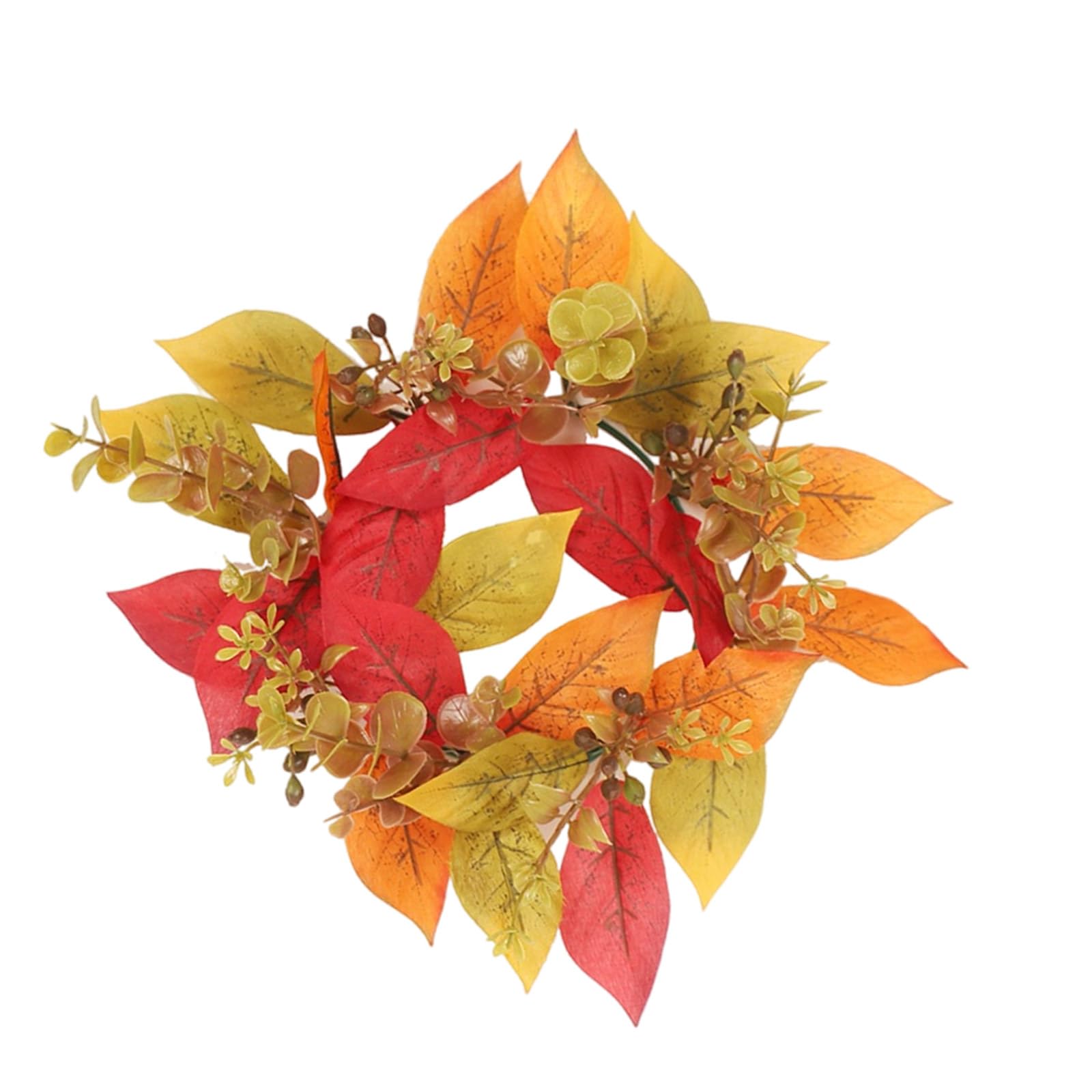 Elnwnnkc Autumn Holder Wreath Decorative Thanksgiving Decoration for Dining Room Maple Leafs Garlands Ornament Decorative Rings