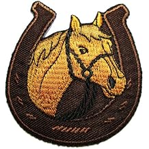 Graphic Dust Horse Equestrian Horseshoe Embroidered Iron on Patch