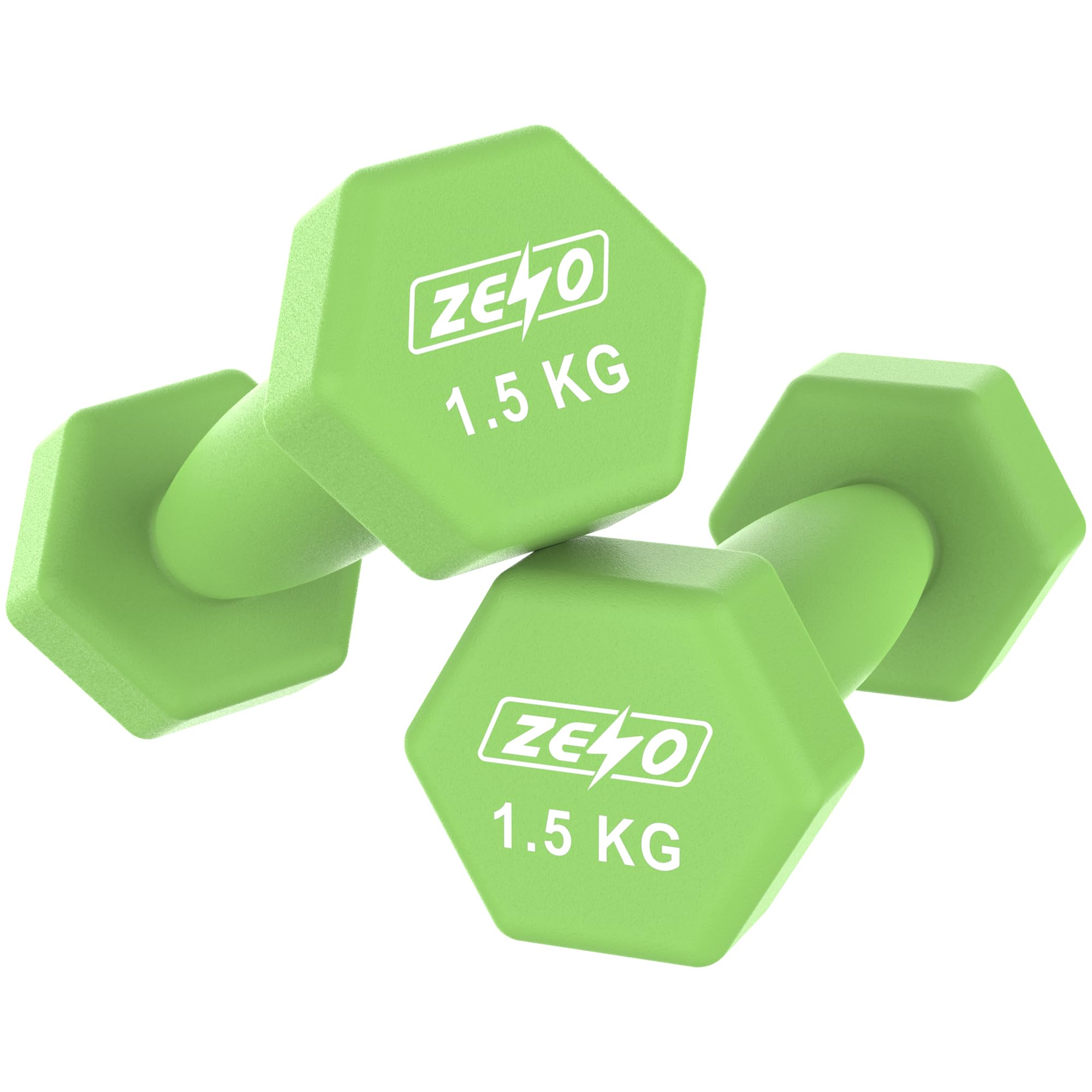 ZENO Dumbbells Set Of 2 | Dumbbells for Women | Hexagon Neoprene Weights | Hand Weights for Women | Anti-Slip & Sweat Resistant Dumbells | 1.5KG Dumbbell Pair