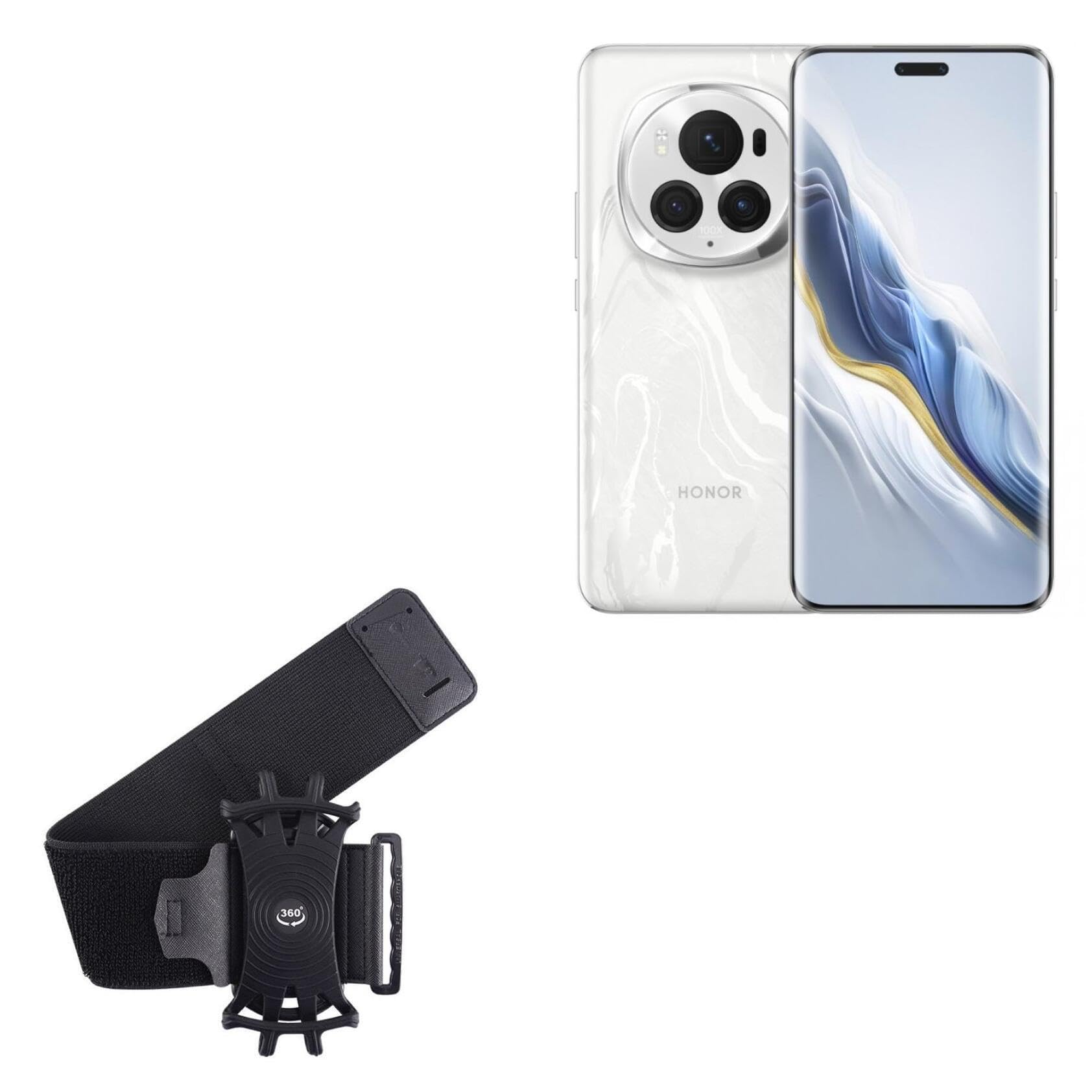 BoxWave Holster Compatible with Honor Magic6 Ultimate - ActiveStretch Sport Armband, Adjustable Armband for Workout and Running - Jet Black