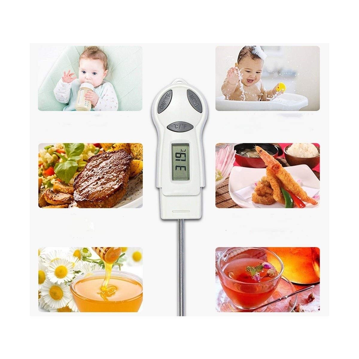 XINGYU Tipo de sonda Termómetro de Temperatura de Aceite de Alta precisión, Medición precisa de la Temperatura del Agua, Termómetro electrónico de sonda de Acero Inoxidable, Tipo de plu