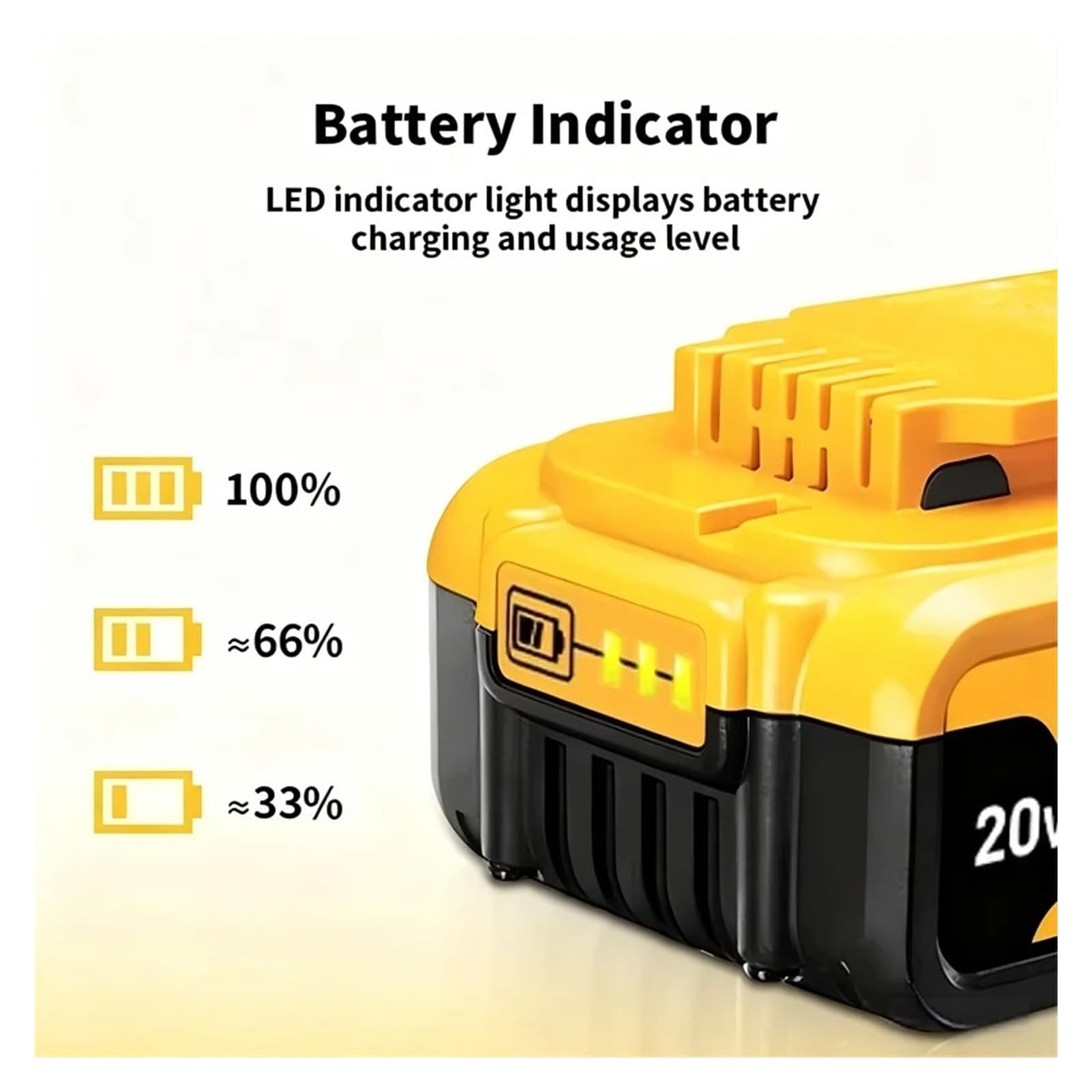 2 baterías de litio de 20 V y 2 Ah compatibles con herramientas DeWalt (modelos DCB184, DCB200, DCF892, DCF845, DCF850, DCF911, DCD800 y DCD805).