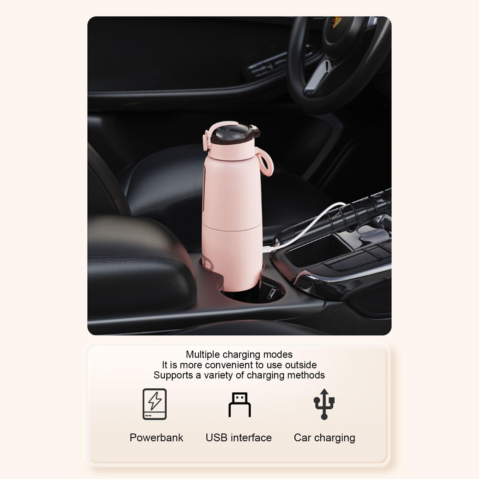 Scaldalatte Portatile Senza Fili, Riscaldamento Rapido Per Latte Materno, Scaldabiberon Per Viaggi, Auto, Ufficio, Casa, Da 37°C a 55°C, 15000mAh, 300ML