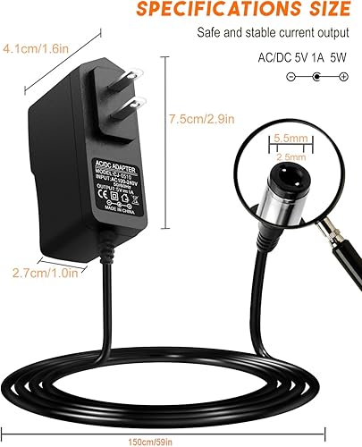 Miniatura 2 de Adaptador de fuente de alimentación de 5V 1A CA 100-240V a CC 5 voltios 1 Amp 0.8A 0.5A Transformador de CA/CC Cable de alimentación universal de