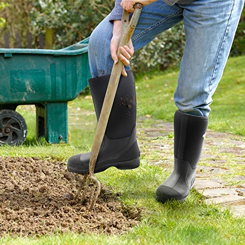 Hellorain Mens Rain Boots, 7 Mm Neoprene Rubber Boots For Men, Waterproof Insulated Rain Boots, Men Rubber Boots Durable Rubber Work Boots For Farming Gardening Fishing #TOP5