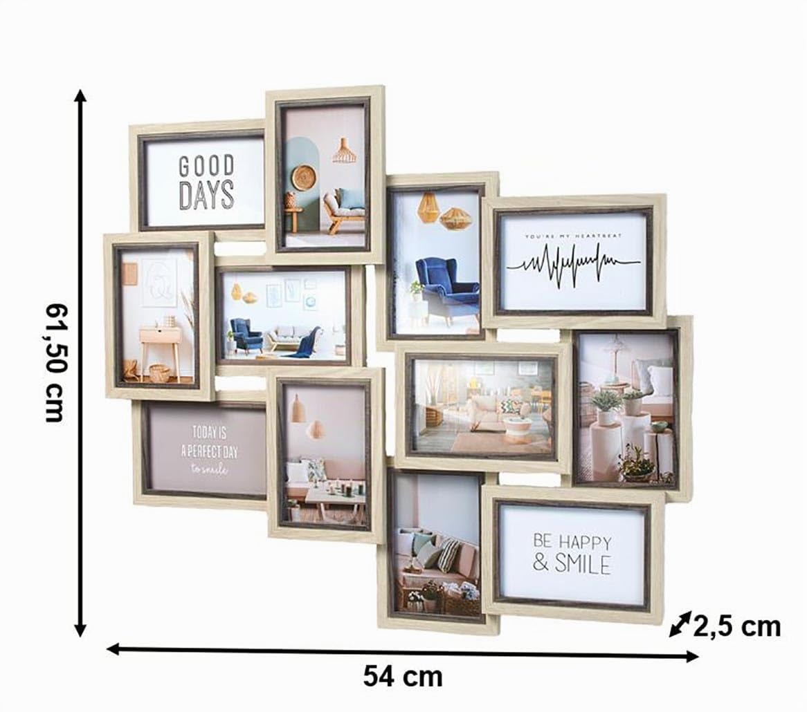 Kobolo Bilderrahmen Collage AVI 61 weiß Holzrahmen für 12 5x54 cm Grau