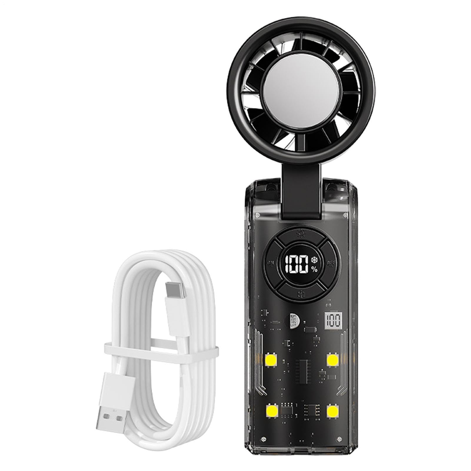 Ventilateur de refroidissement portable pliable USB avec lampe LED et batterie rechargeable 3600 mAh