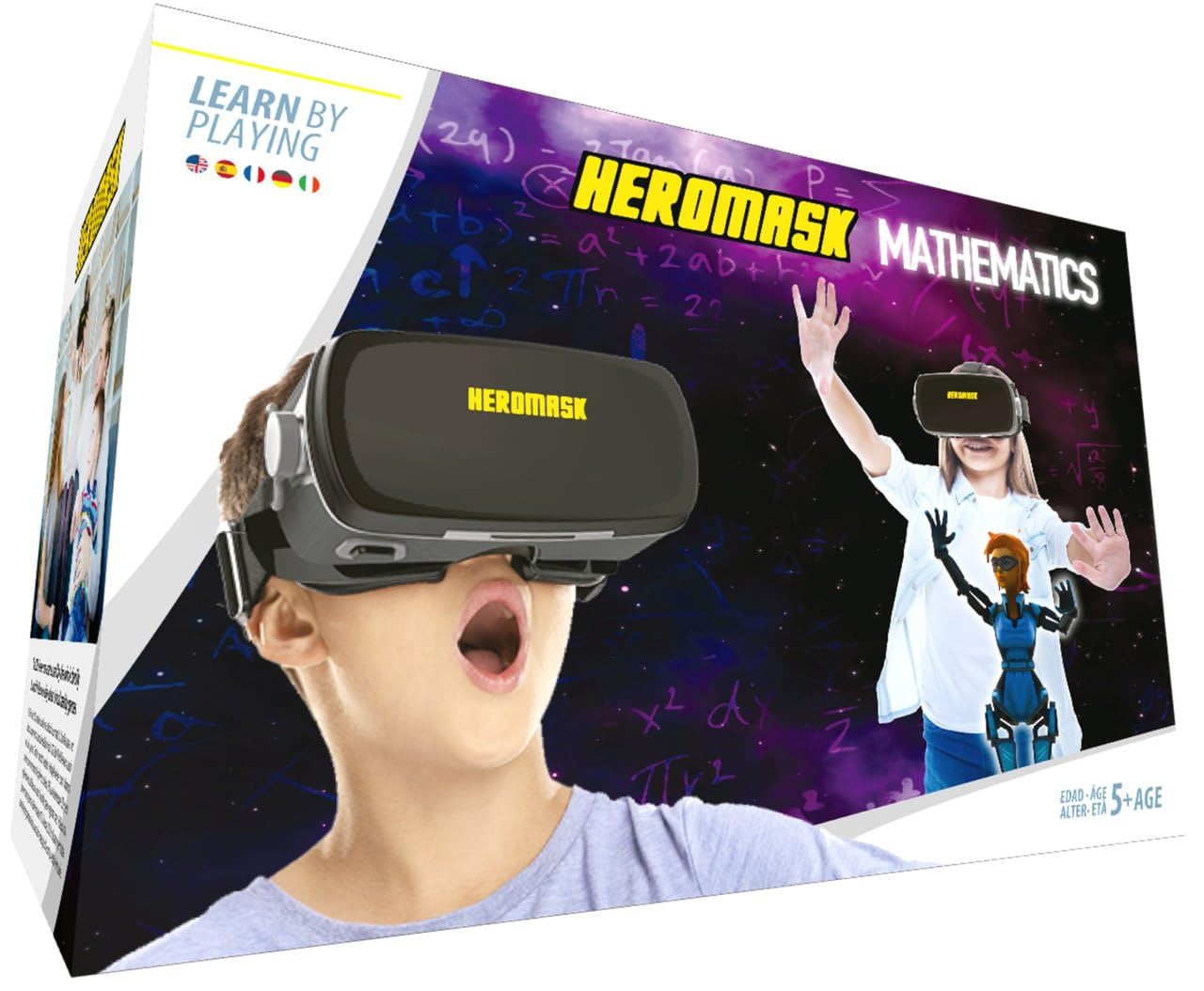 Heromask VR Headset + Maths Games (Boys&Girls 5-12) — Fun Gift to Practice Addition, Times Tables & More with Virtual Reality — Surprise kids with this Educational Toy!