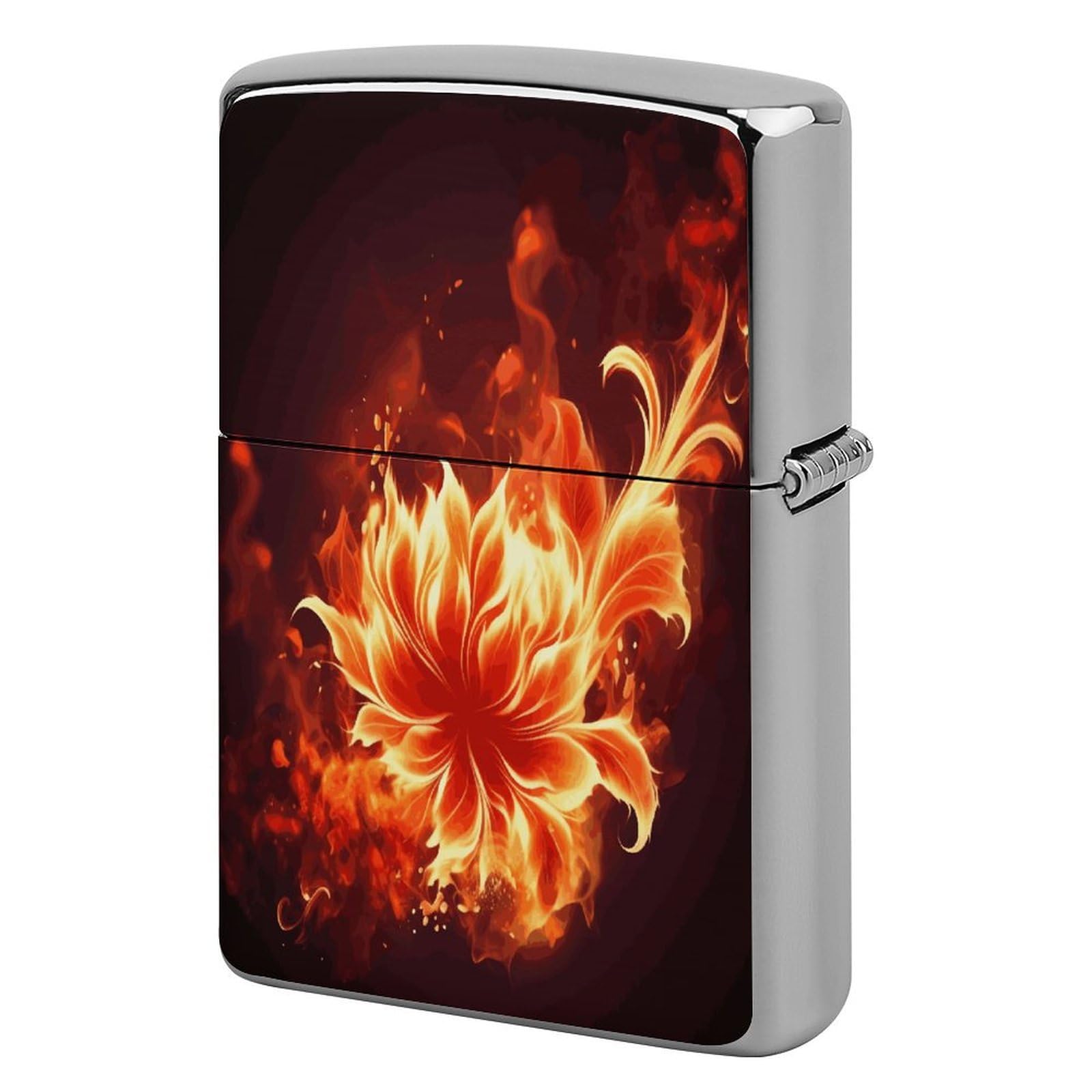 Fodpand Style Flaming Fire Flowers Metal Lighter Case Cover Lighter Sleeve
