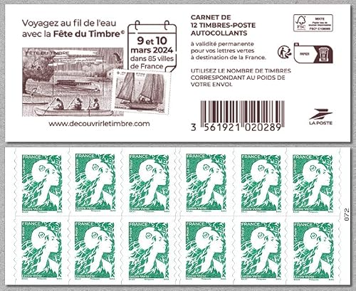 Lot de carnet de 12 Timbres thématiques – Motifs aléatoires – Émission 2023 2024 2025 2026 – Collection philatélique