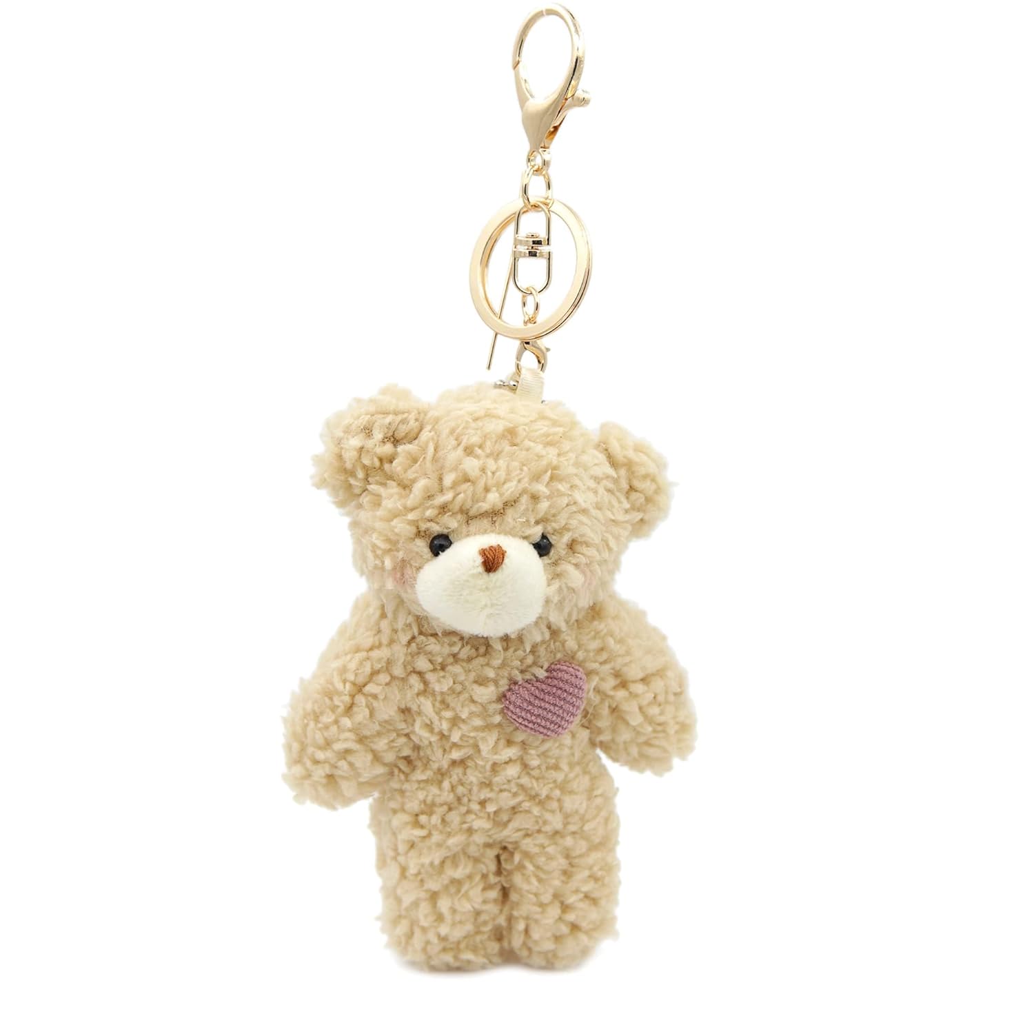 Bear Keychain, Cute Plush Keychain for Keys and Bags, Soft Stuffed Animal Keychain, Adorable Bag Charm for Women and Men, 10 cm Brown Cotton KeychainS Cute Bear Keychain, Cute Plush Keychain for Keys and Bags, Soft Stuffed Animal Keychain, Adorable Bag Charm for Women and Men, 10 cm Brown Cotton KeychainS Cute