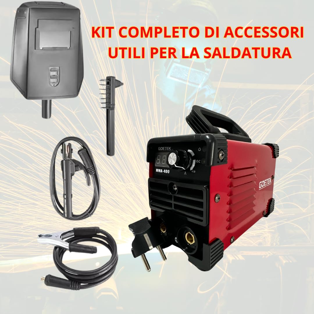 Saldatrice Inverter Mini MMA 400A Ultra Compatta | IGBT DC, VRD, Display LED, Saldatura a Elettrodo e Lift TIG, Portatile e Potente