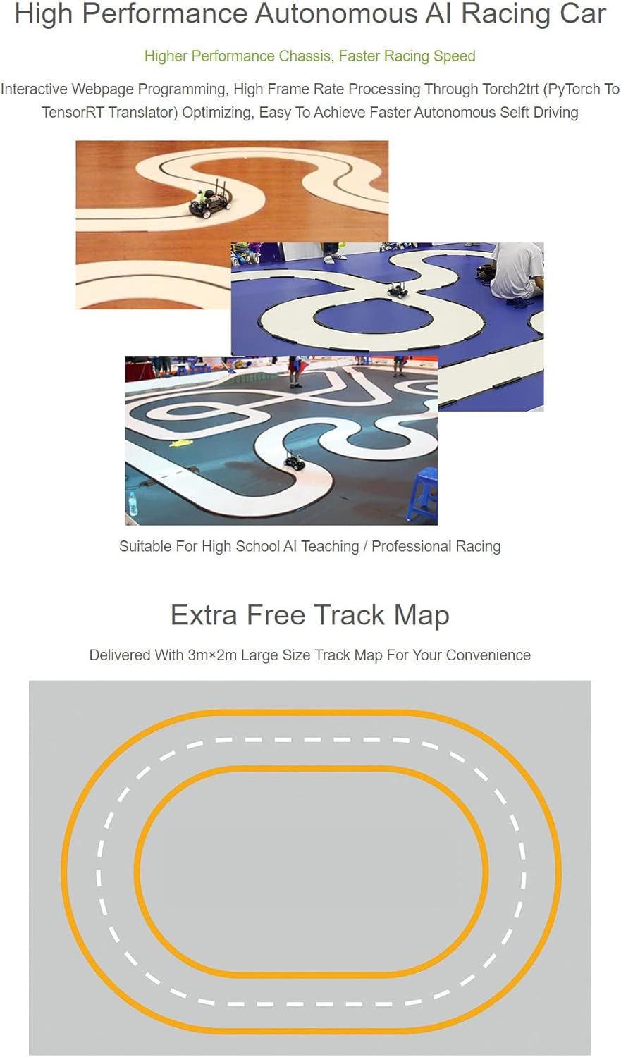 JetRacer Pro AI Kit performing line patrol driving on a track map