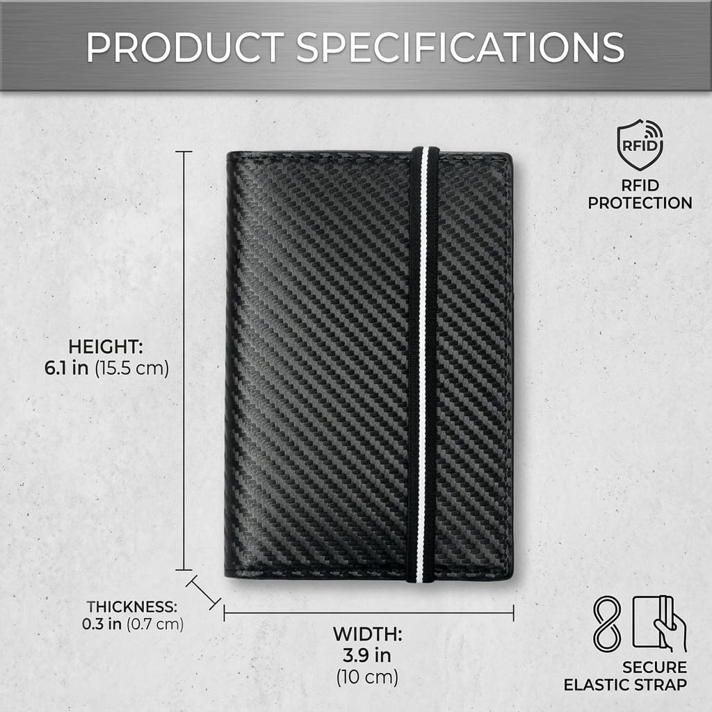 RFID Blocking Passport Holder, Passport Wallet for Travel with Genuine Leather Interior, Card Slots, SIM Card Slot & Zipper Pocket, Slim Passport Cover for Men Women